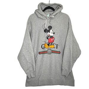Gucci x Disney Mickey Mouse Hoodie Grey Mens Size L Made in Italy Athleisure
